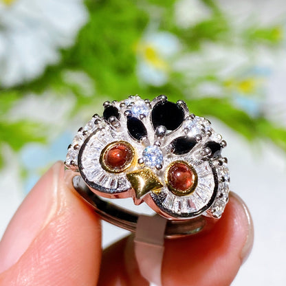 Adjustable S925 Crystal Healing Ring With Multi Gemstones