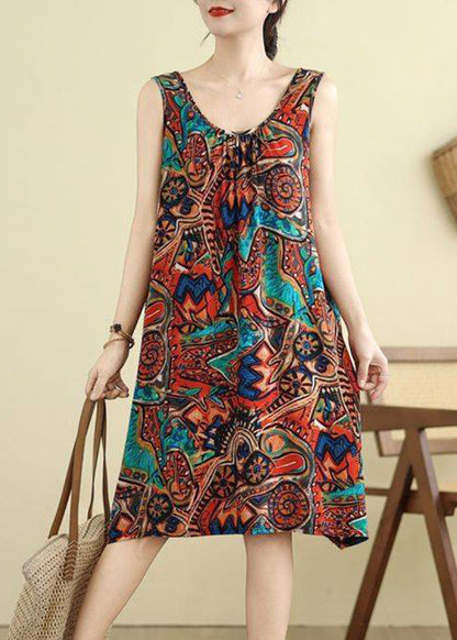 Orange Wrinkled Holiday Long Dress Summer