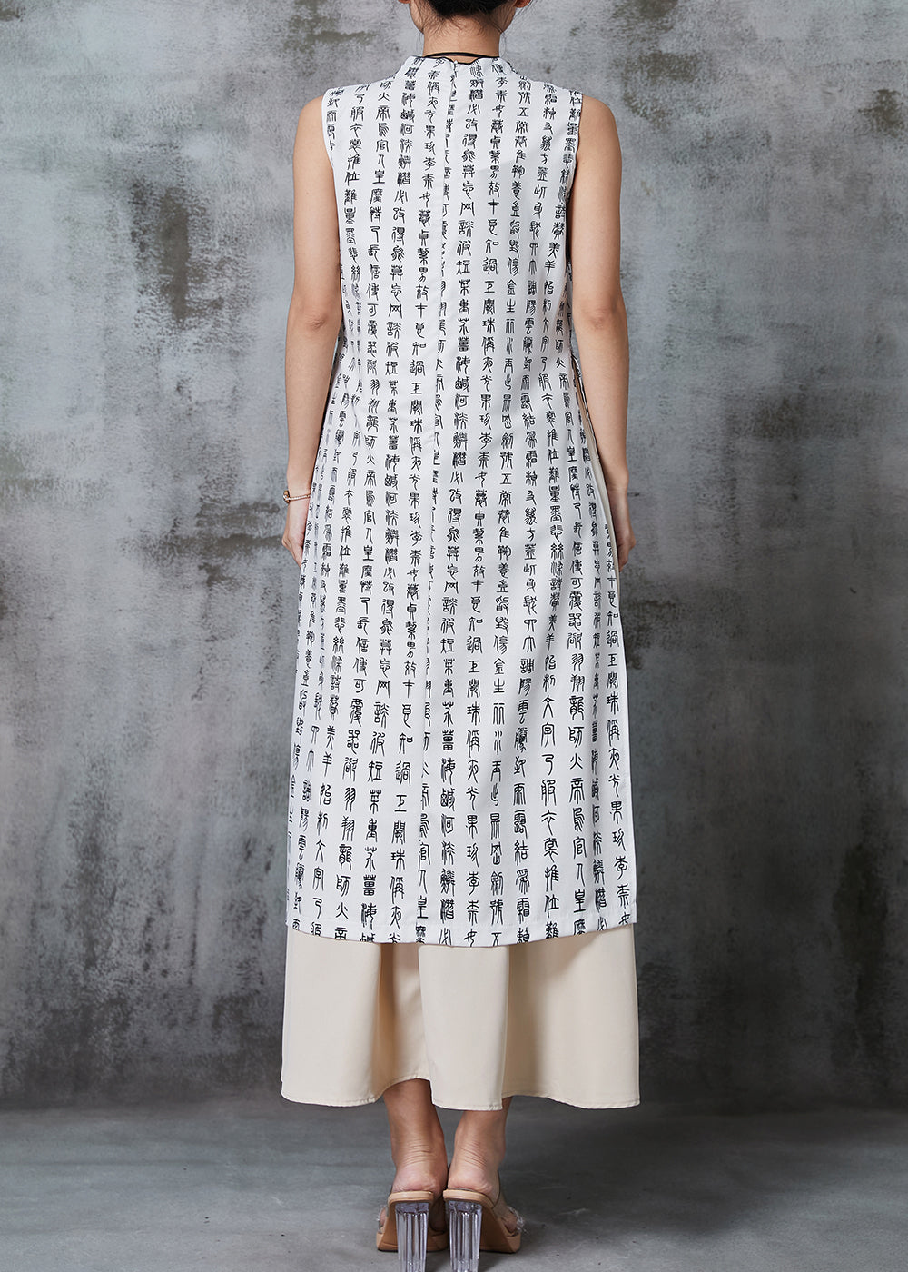 White Print Cotton Oriental Two Piece Set Clothing Summer