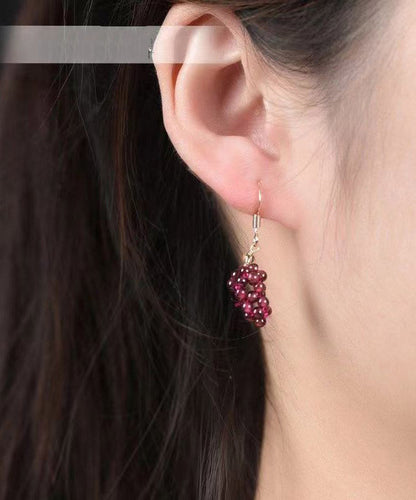 Purple Sterling Silver Overgild Crystal Grape Drop Earrings