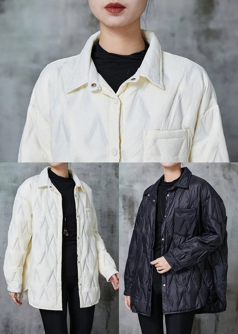 White Oversized Pocket Fine Cotton Filled Coat Winter