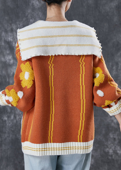 Stylish Khaki Oversized Jacquard Knit Top Spring