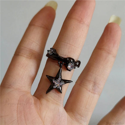 Dark Thorny Rose Pair Ring