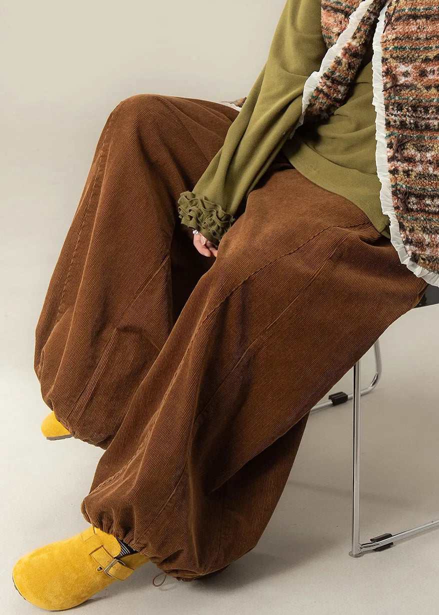 Art Caramel High Wais Patchwork Lantern Pants Fall