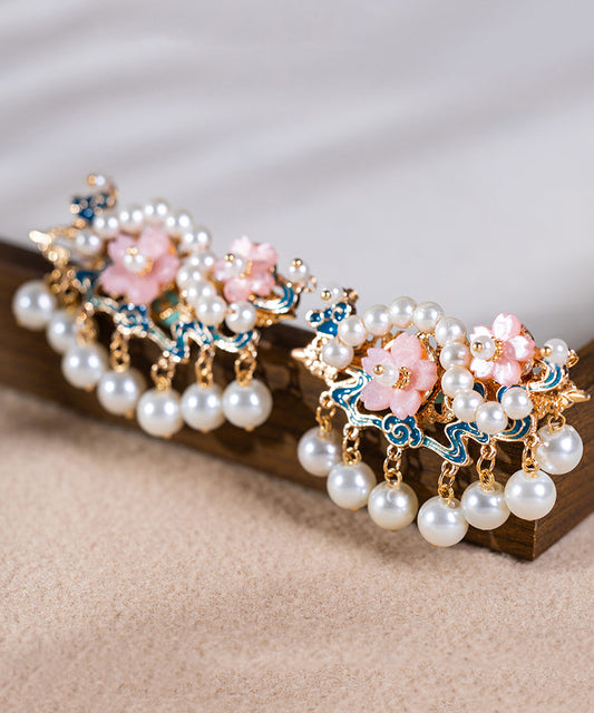 Chinese Style Rainbow Alloy Pearl Turquoise Tassel Hairpin