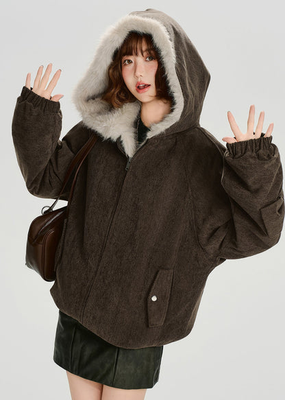 Zip Up Thick Warm Fleece Hoodie Coat Winter