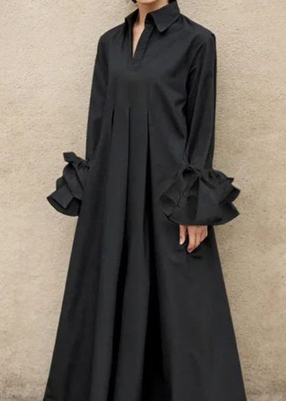 Brief White Color Flared Sleeves Pleated Shirts Dress