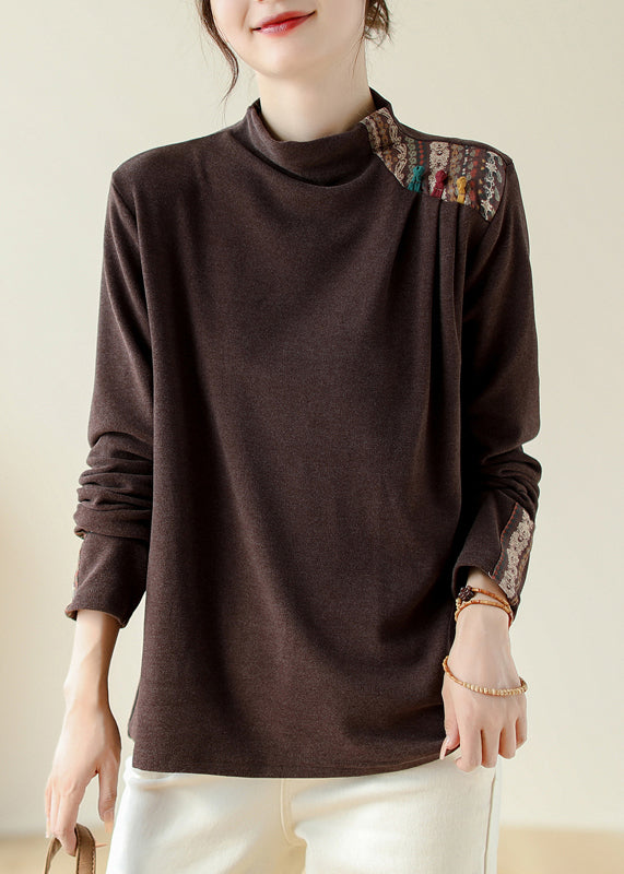 Retro Style Yellow Print Patch T Shirt Top Autumn