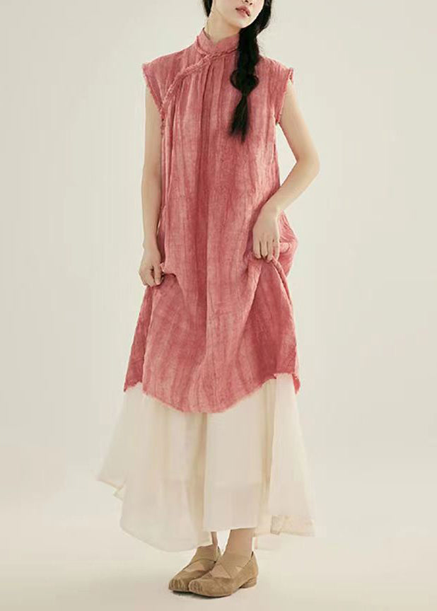 Stand Collar Tasseled Cotton Two Pieces Set Summer
