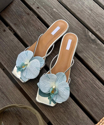 Black Chunky Faux Leather Stylish Splicing Slide Sandals