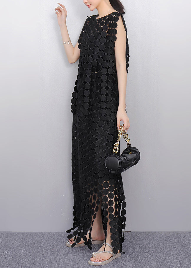 Art Black Oversized Side Open Two Piece Set Clothing Summer