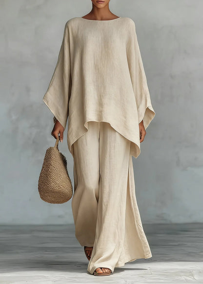 White Oversized Linen Two Piece Set Spring