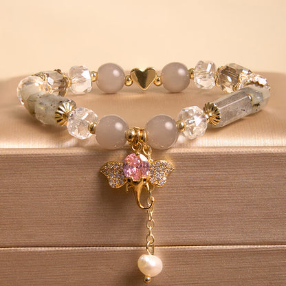 Amethyst Green Aventurine Elephant Charm Bracelet