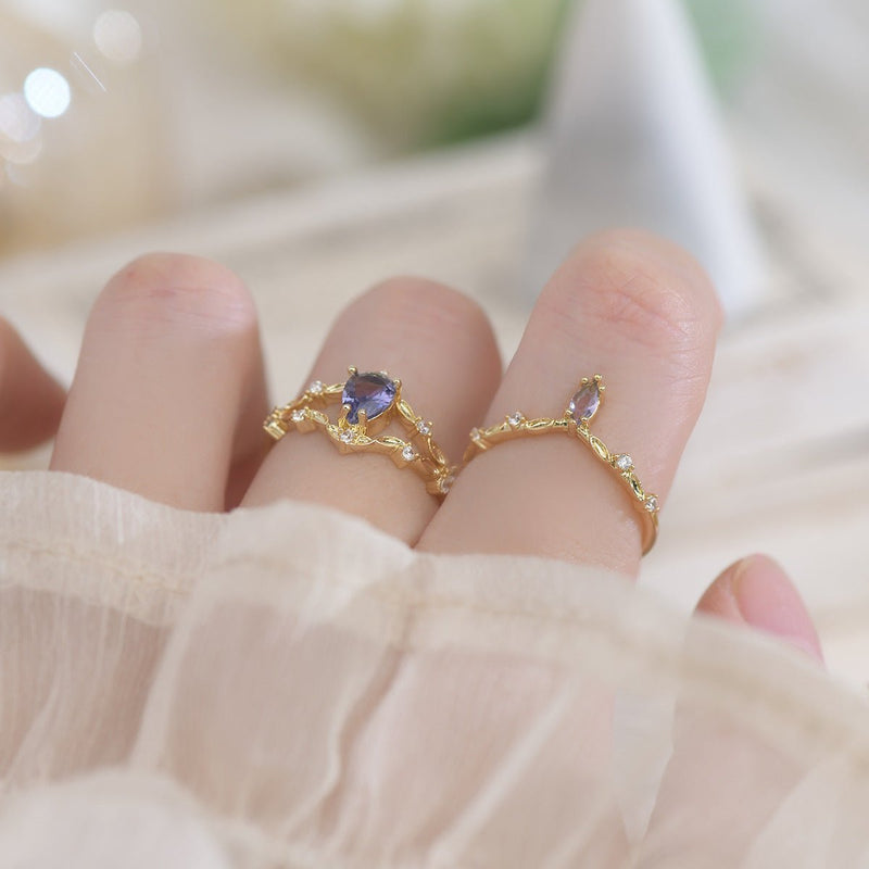 Violet Rococo Ring Set