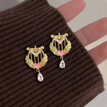 Amour Heart Lyre Earrings