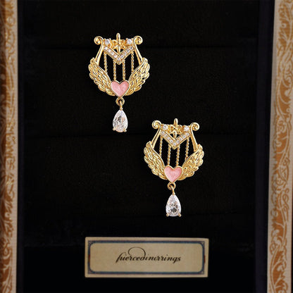 Amour Heart Lyre Earrings