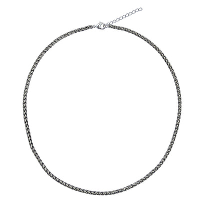 Antique Silver 3.2mm Thick Ponytail/foxtail/wheat Weave Necklace Chain With Extender