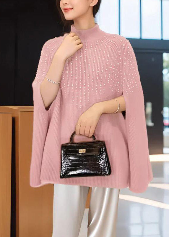 Pink Turtleneck Thick Cotton Knit Sweaters Winter