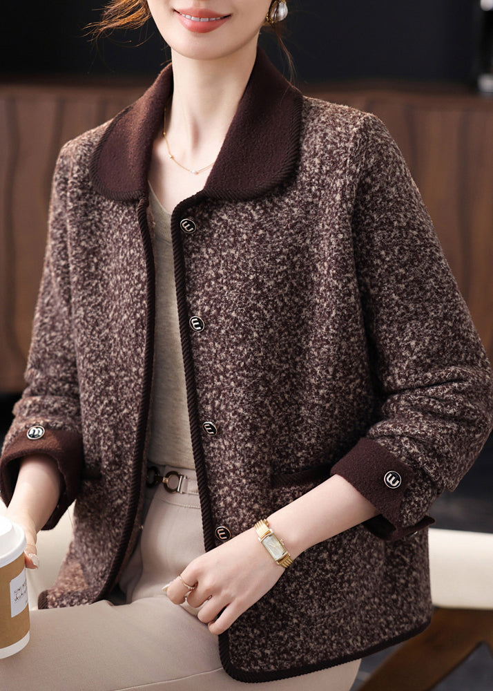 Coffee Print Pockets Coat Bracelet Sleeve