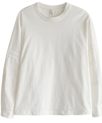 Patchworkwhite Long Sleeve Tops Cotton