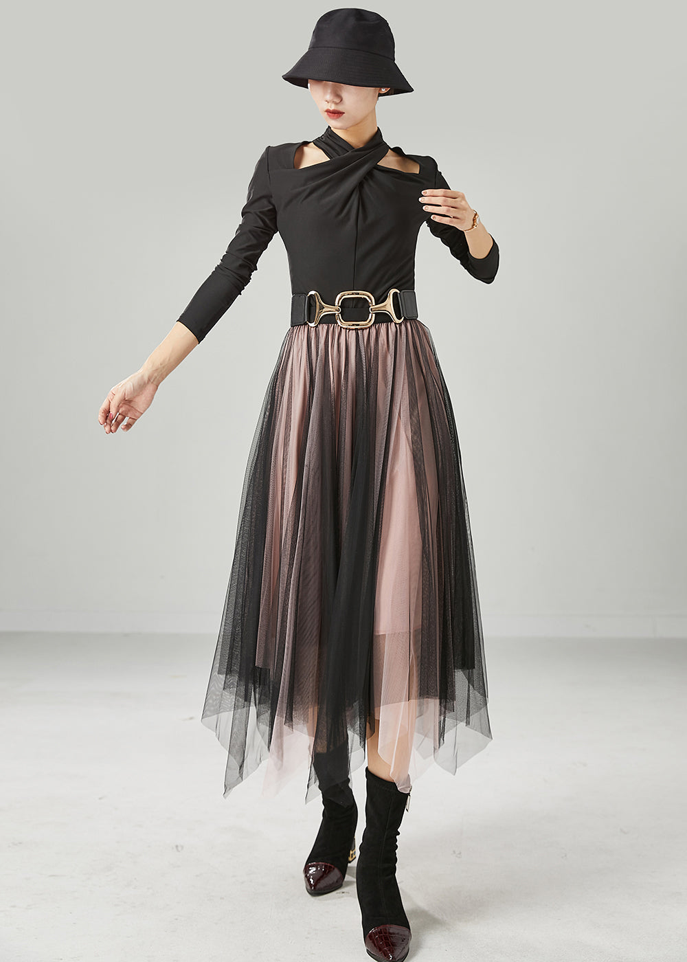 Black Asymmetrical Exra Large Hem Tulle Skirt Summer