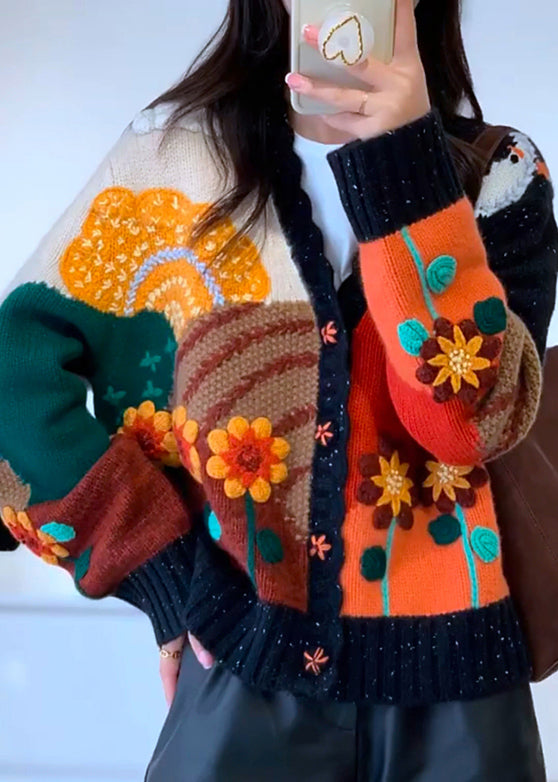 Colorblock V Neck Patchwork Cozy Knit Top Fall