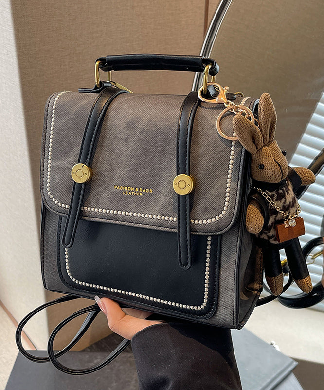 Denim Blue Patchwork Zircon Messenger Bag