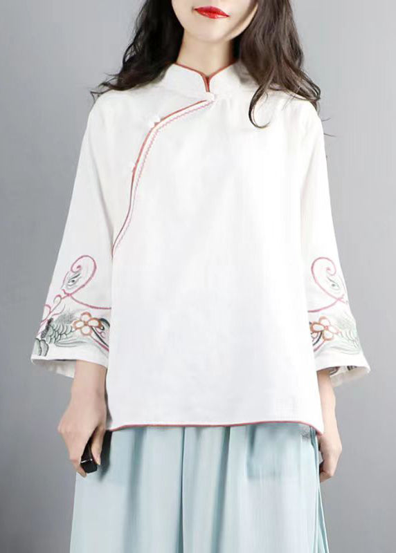 Yellow Embroideried Chinese Button Cotton Top Bracelet Sleeve