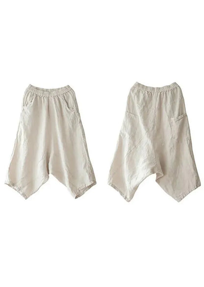 Beige Color Linen Pocket Pants