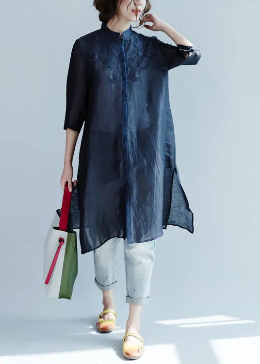 Style Light Blue Pockets Denim Straight Pants Spring