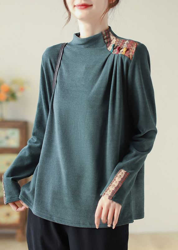 Retro Style Yellow Print Patch T Shirt Top Autumn
