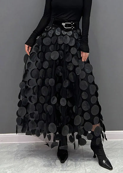 Light Green Dot Patchwork Tulle Skirt Fall