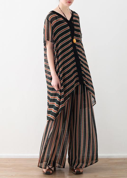 Summer Loose Size Striped Chiffon Shirt