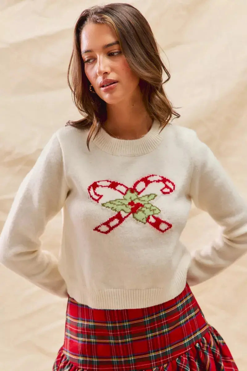 Christmas Candy Cane Short Sweater