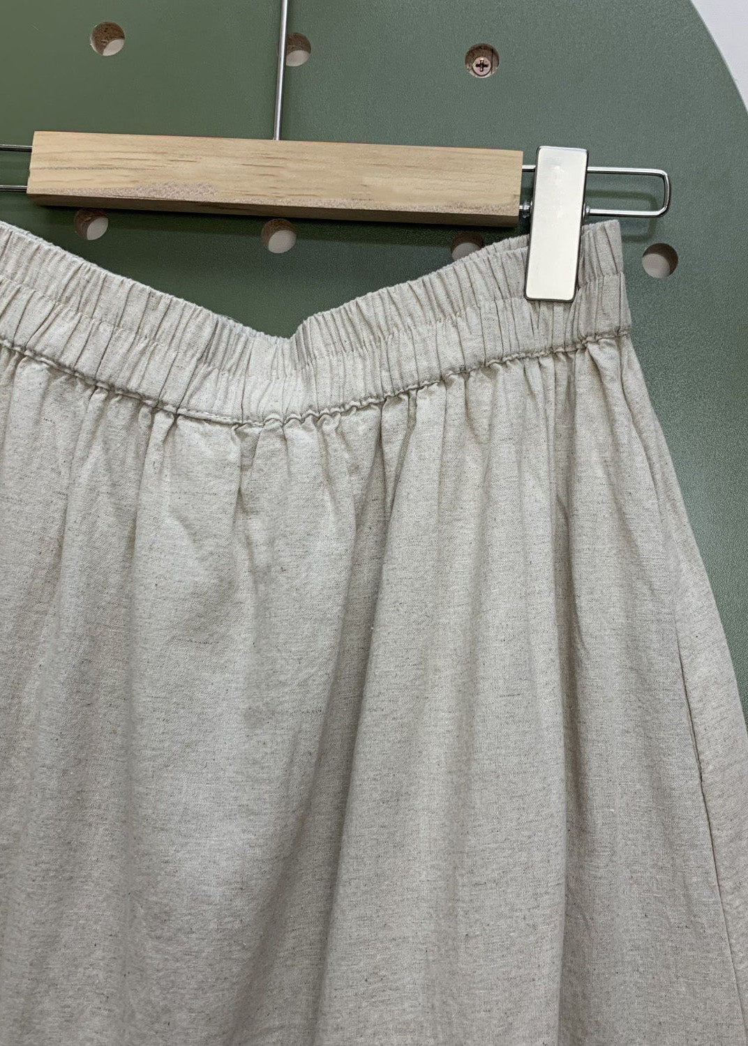 Linen Elastic Waist Lace Patchwork Linen Skirts Spring