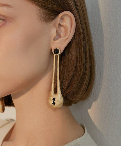 Retro Gold Hollow Out Copper Loose Drop Earrings