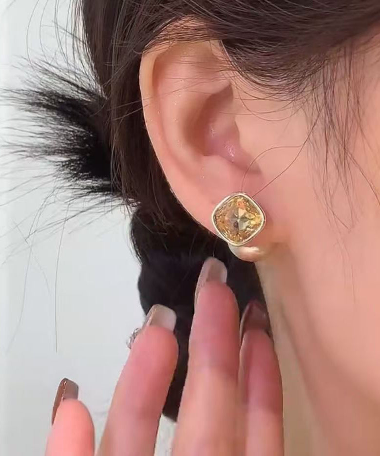Champagne Copper Overgild Pearl Two Ways of Wearing It Stud Earrings