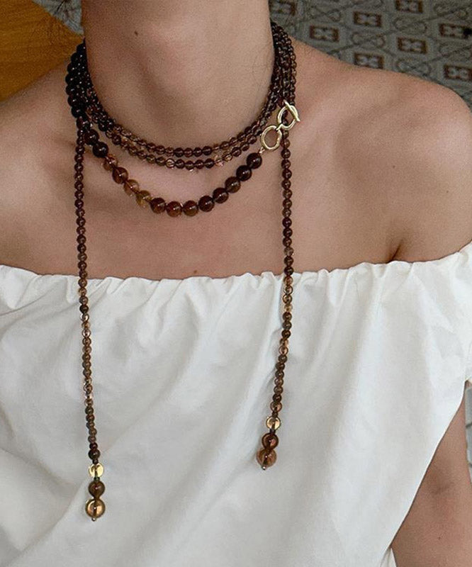 Chocolate Copper Overgild Beading Gratuated Bead Necklace