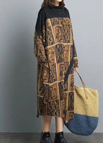 Patchwork Spring Dresses Fabrics Retro Loose Dress