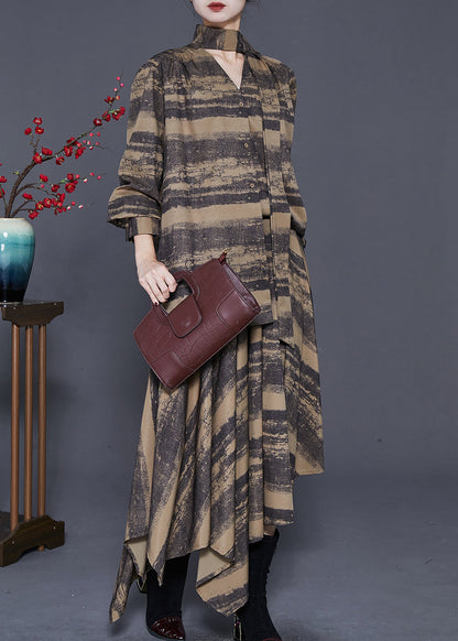 Brown Asymmetrical Tie Dye Cotton Two Piece Set Clothing Spring