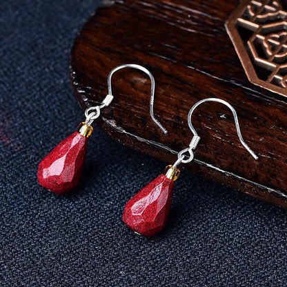 Mulberry Sterling Silver Cinnabar Water Drop Drop Earrings