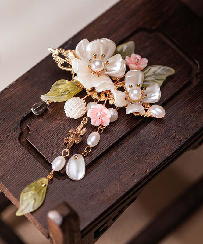 Alloy Pearl Cherry Blossom Tassel a Pair Hairpin
