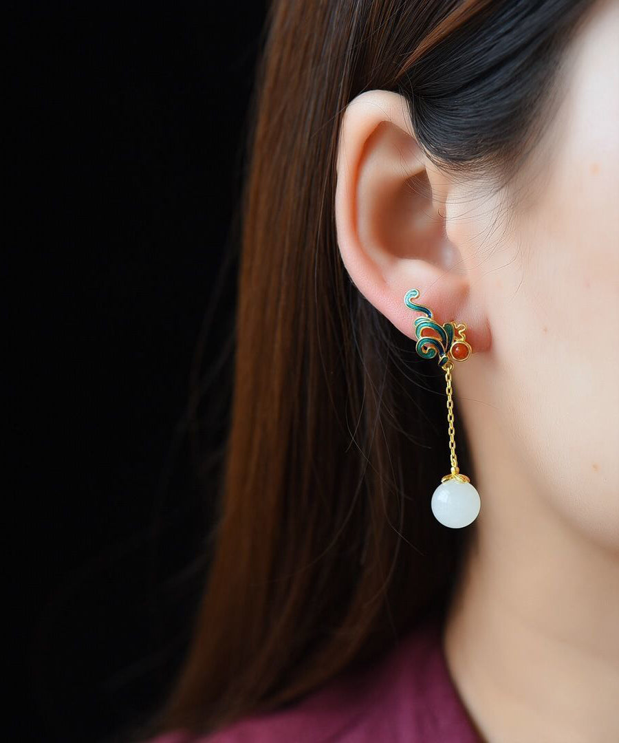 Handmade Multicolor Sterling Silver Inlaid Gem Stone Stud Earrings