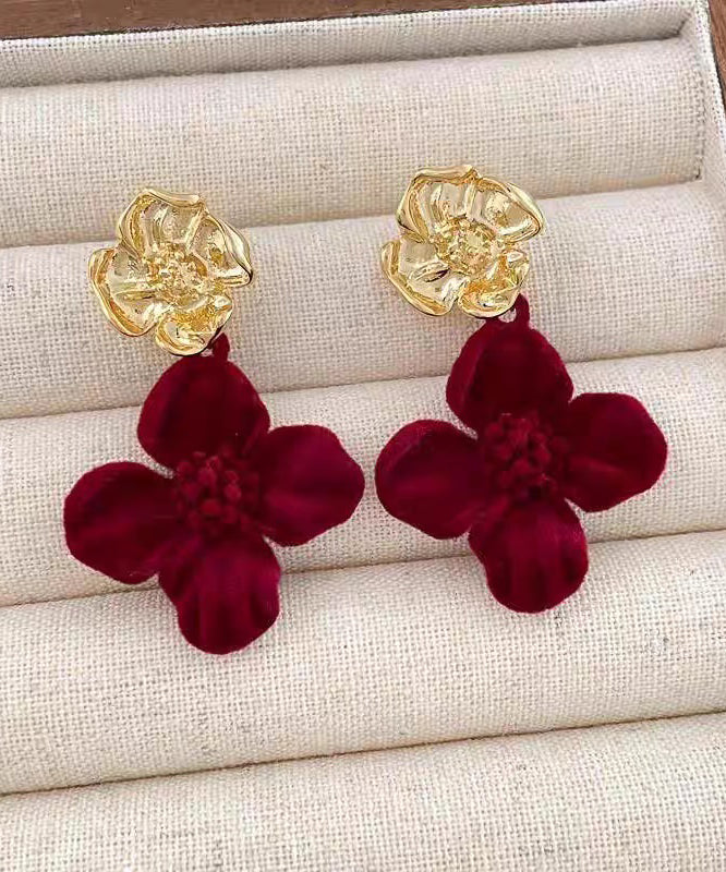 New Year Mulberry Sterling Silver Alloy Velvet Stud Earrings