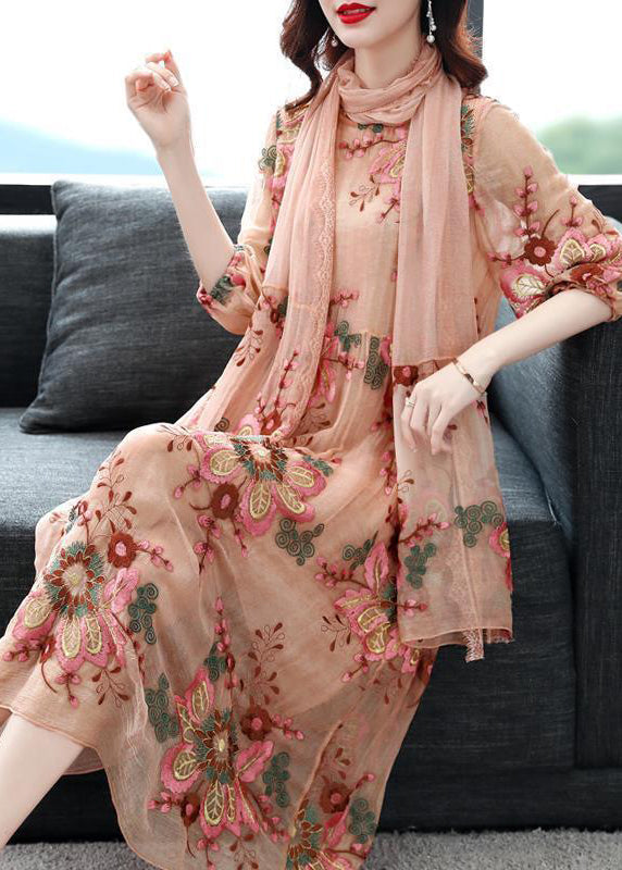 Grey Embroideried Scarf Silk Holiday Dress Bracelet Sleeve