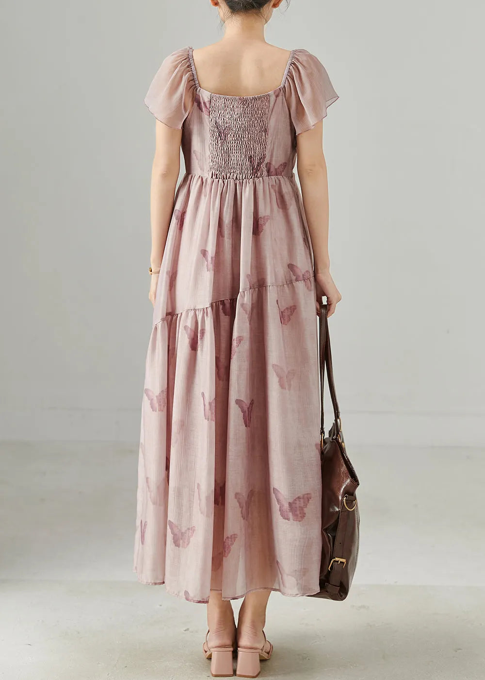 Style Pink Print Three-dimensional Cotton Holiday Dress Summer