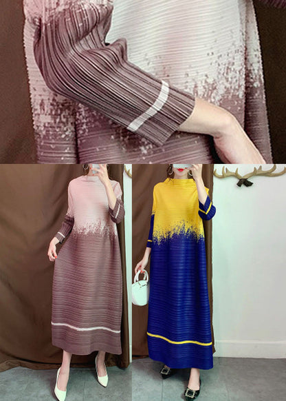 Yellow Slash Neck Patchwork Dresses Long Sleeve