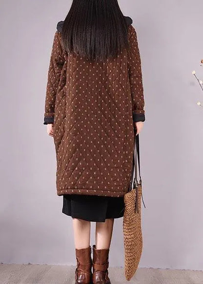 Chocolate Coat Hooded Pockets Outwear