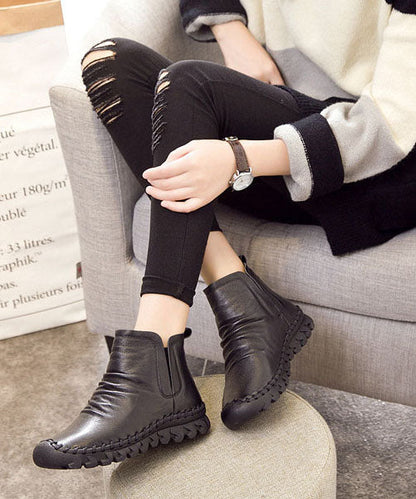 Comfortable Splicing Boots Brown Cowhide Leather Ankle Boots