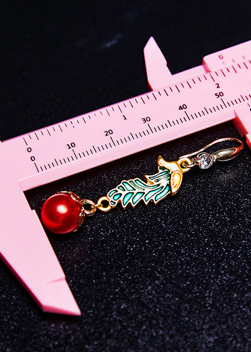 Red Pearl Cloisonne Gilding Drop Earrings
